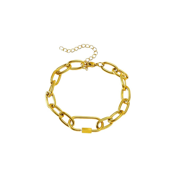 Paper Clip Chain Bracelet - Gold