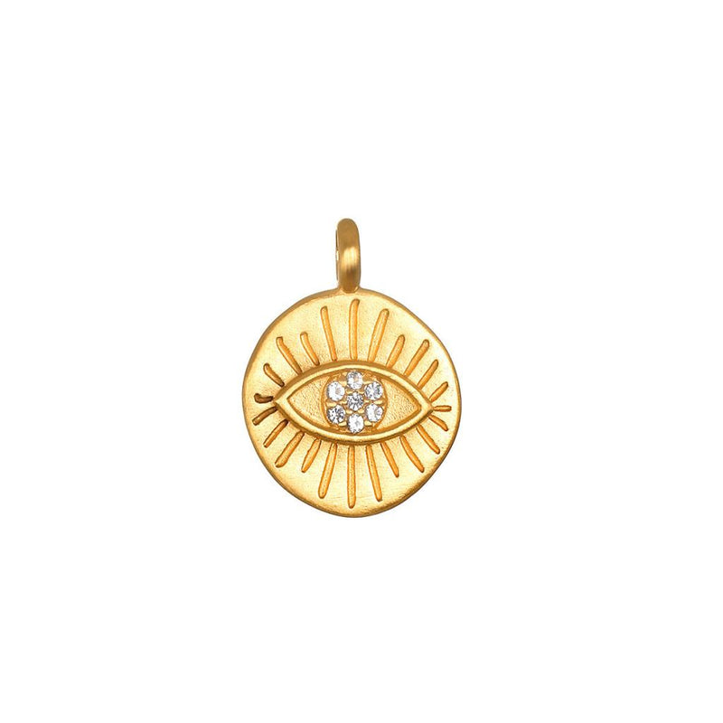 Evil Eye Disc Jewellery Charm - Gold