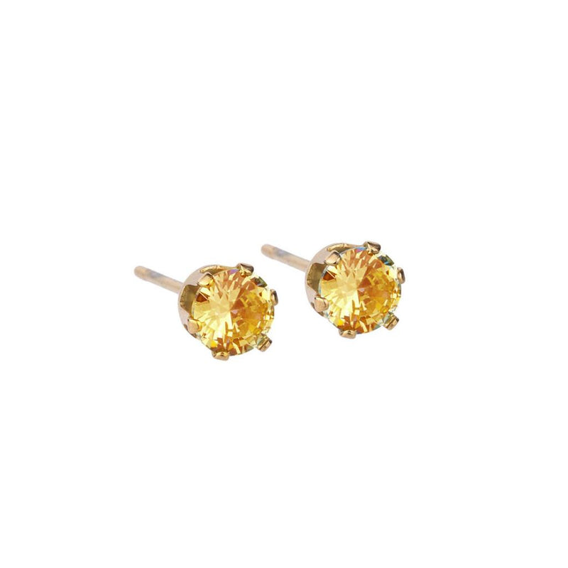 Crystal Stud Earrings - Citrine & Gold