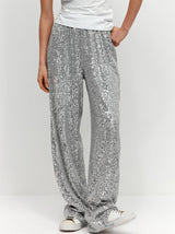 Sequin Flare Trousers - Silver