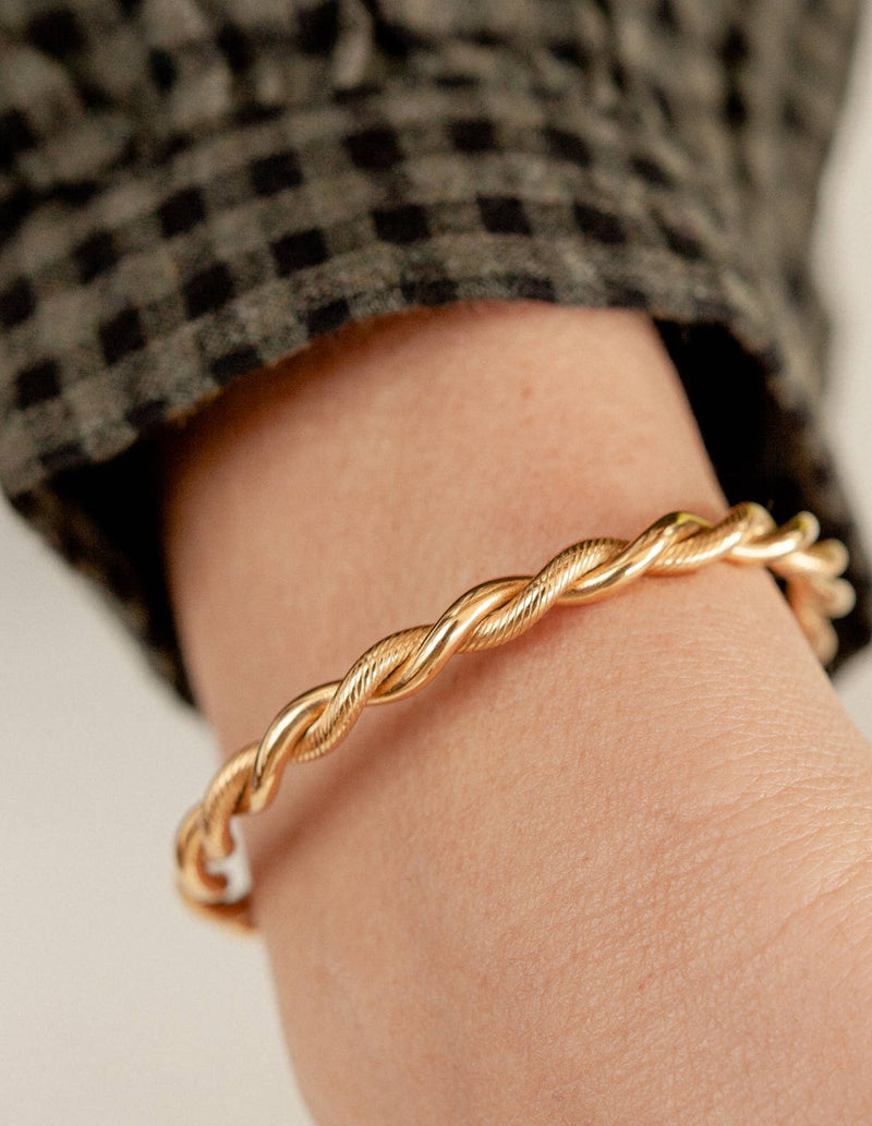 Gold Twist Cuff Bangle, Waterproof