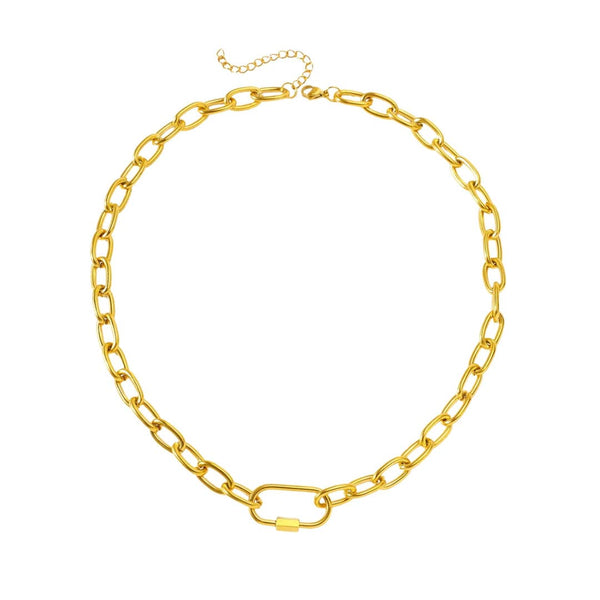 Paper Clip Chain Necklace - Gold