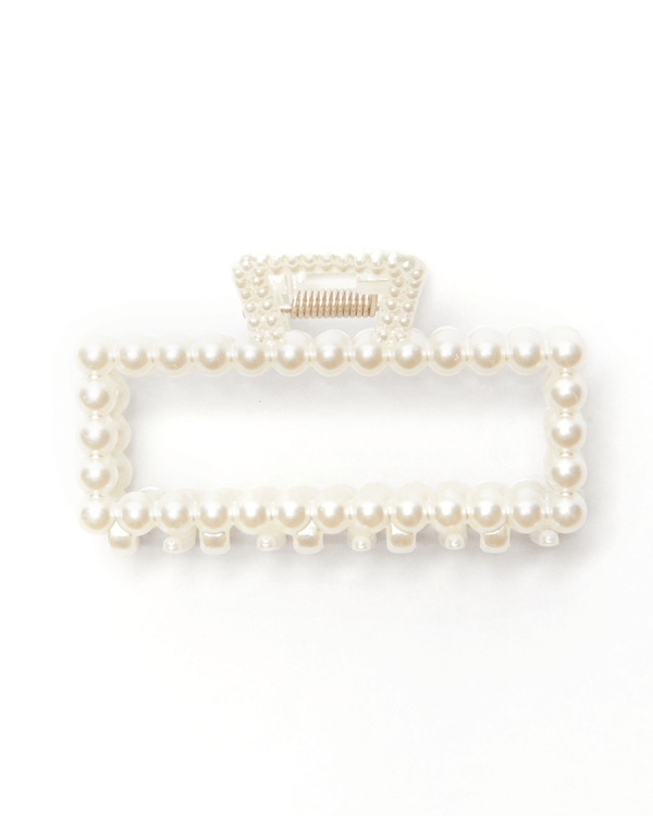 Pearl Rectangular Claw Clip in Ivory