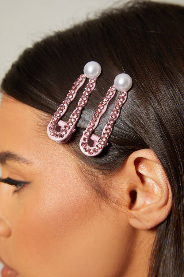 Pearl and Rhinestone Hair Clips - 2 Pack